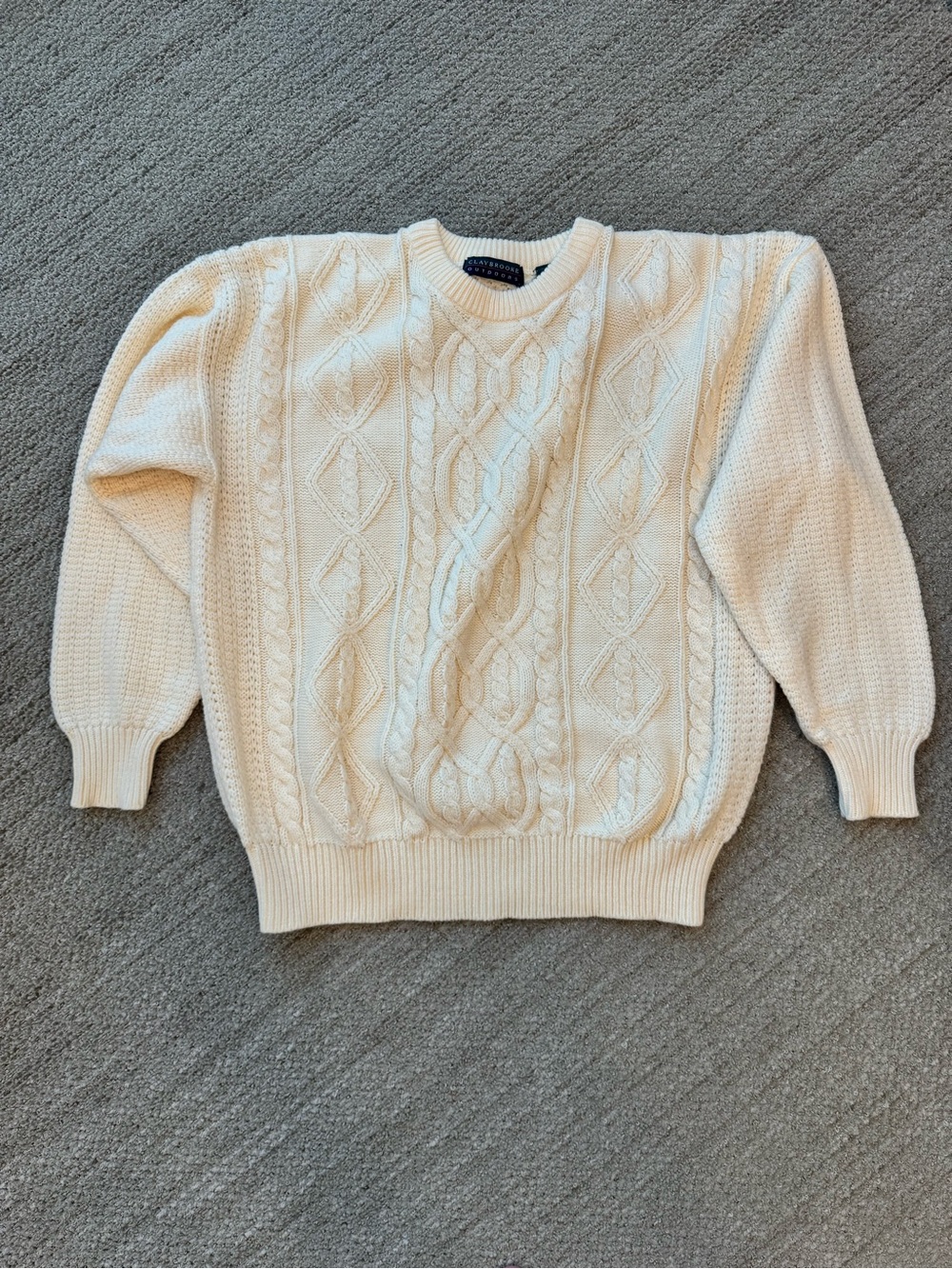 Chunky Cozy Cable Knit Crewneck Oversized Sweater Cream